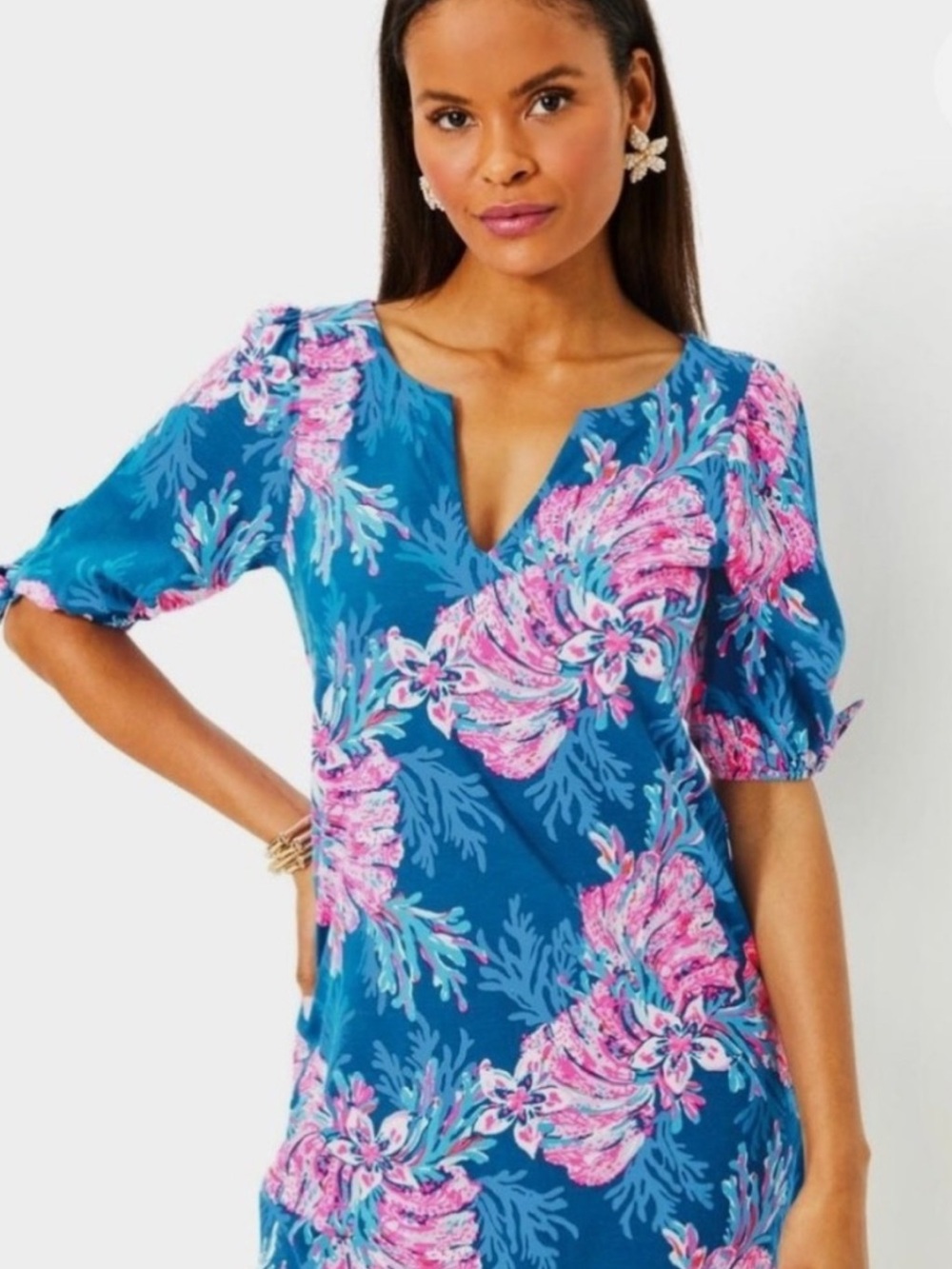 Lilly Pulitzer Easley Dress in “Multi for the Fans” shirt sleeve Sz XL